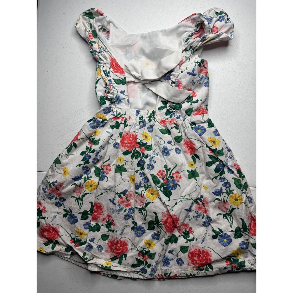 btween Girls Floral Ruffle Bow‎ Back Dress White Size 6X - Picture 5 of 9